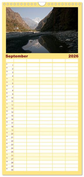 Produktbild: Familienplaner 2026 - Nepal mit 5 Spalten (Wandkalender, 21 x 45 cm) CALVENDO