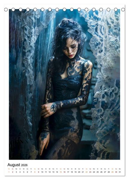 Produktbild: Gothic coole Momente (Tischkalender 2026 DIN A5 hoch), CALVENDO Monatskalender