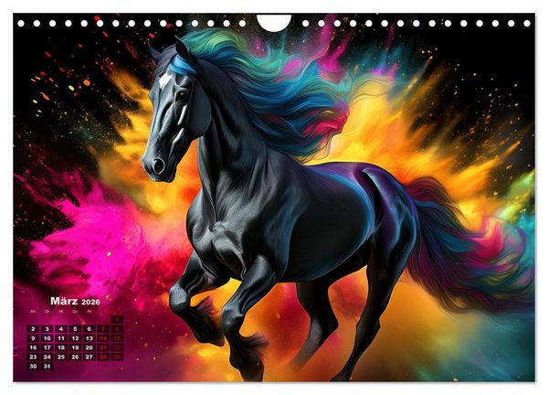 Produktbild: Pferde im Farbenrausch (Wandkalender 2026 DIN A4 quer), CALVENDO Monatskalender