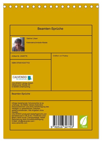 Produktbild: Beamten-Spr&uuml;che (Tischkalender 2026 DIN A5 hoch), CALVENDO Monatskalender