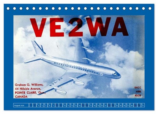 Produktbild: &Uuml;ber den Wolken - Flugzeuge des 20. Jahrhunderts auf Amateurfunkkarten (Tischkalender 2026 DIN A5 quer), CALVENDO Monatskalender