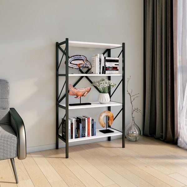 Produktbild: Holz Metall Stand Regal B&uuml;ro B&uuml;cher Insasi 4fach