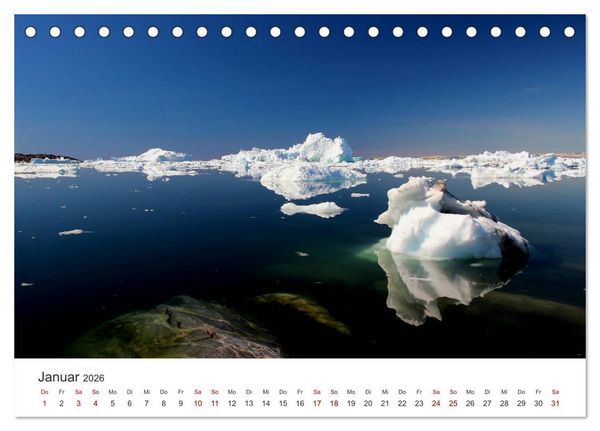Produktbild: Gr&ouml;nland Bizarre Eiswelt um Ilulissat (Tischkalender 2026 DIN A5 quer), CALVENDO Monatskalender