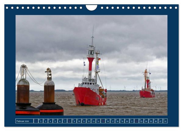 Produktbild: Feuerschiffe - Borkum Riff - Elbe 1 - Deutsche Bucht (Wandkalender 2026 DIN A4 quer), CALVENDO Monatskalender