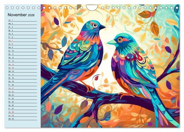 Produktbild: Kunterbunte V&ouml;gel (Wandkalender 2026 DIN A4 quer), CALVENDO Monatskalender