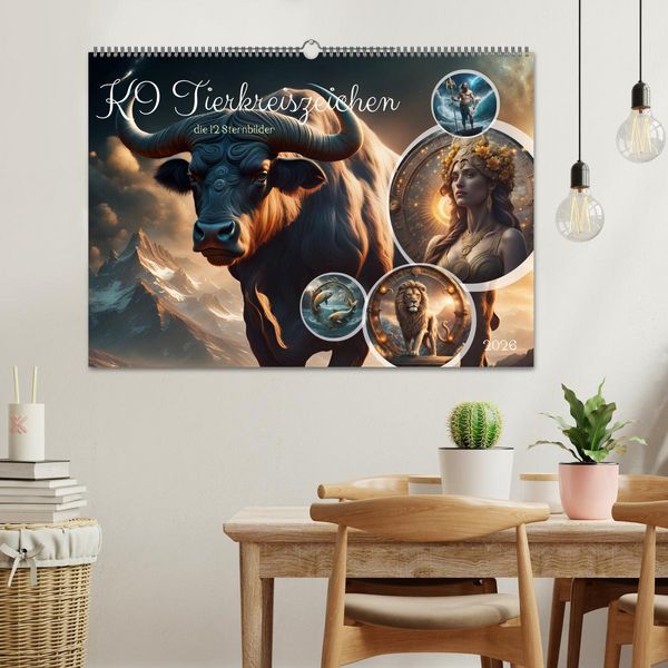 Produktbild: KI Tierkreiszeichen (Wandkalender 2026 DIN A2 quer), CALVENDO Monatskalender