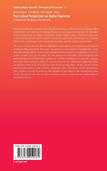 Produktbild: Post-critical Perspectives on Higher Education