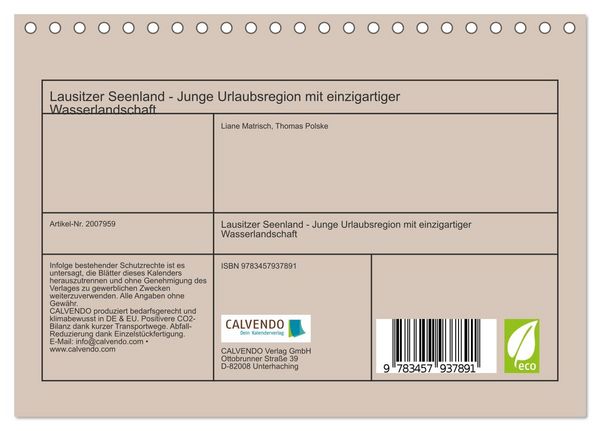 Produktbild: Lausitzer Seenland - Junge Urlaubsregion mit einzigartiger Wasserlandschaft (Tischkalender 2026 DIN A5 quer), CALVENDO Monatskalender