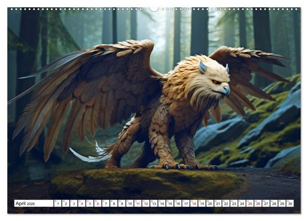Produktbild: Mystische Kreaturen - Ein Jahr voller Magie und Fantasie (hochwertiger Premium Wandkalender 2026 DIN A2 quer), Kunstdruck in Hochglanz
