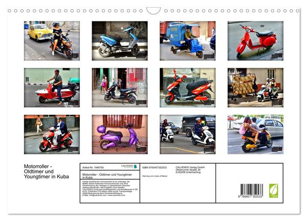 Produktbild: Motorroller - Oldtimer und Youngtimer in Kuba (Wandkalender 2026 DIN A3 quer), CALVENDO Monatskalender