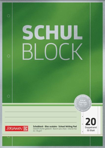 Produktbild: Brunnen Schulbl A4 90g 50Bl unlin.Rand Premium
