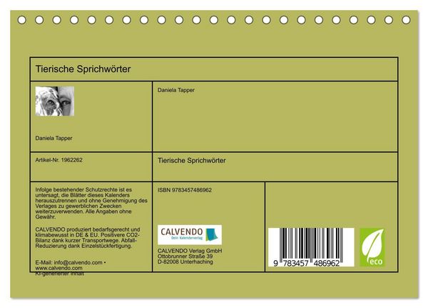 Produktbild: Tierische Sprichw&ouml;rter (Tischkalender 2026 DIN A5 quer), CALVENDO Monatskalender
