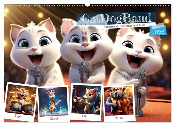 CatDogBand (Wandkalender 2026 DIN A2 quer), CALVENDO Monatskalender