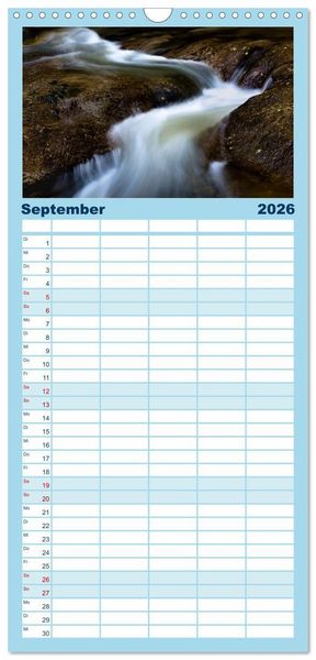 Produktbild: Familienplaner 2026 - Waldb&auml;che - Im Wandel der Jahreszeiten mit 5 Spalten (Wandkalender, 21 x 45 cm) CALVENDO