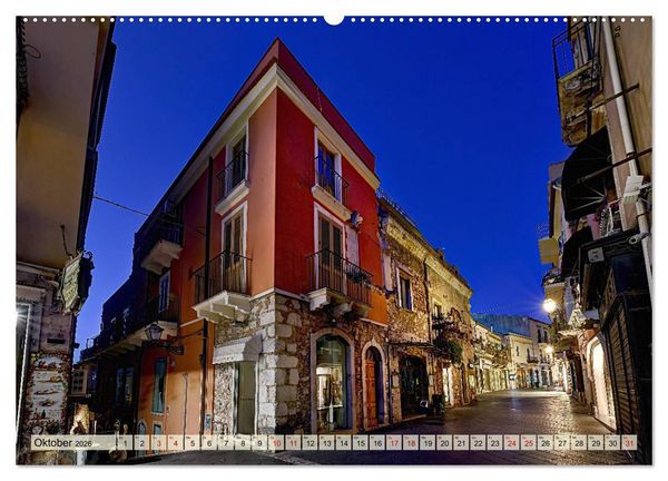 Produktbild: Taormina zur blauen Stunde (hochwertiger Premium Wandkalender 2026 DIN A2 quer), Kunstdruck in Hochglanz
