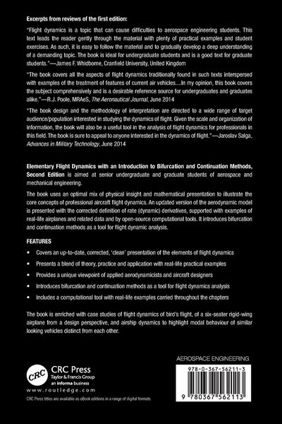 Produktbild: Elementary Flight Dynamics with an Introduction to Bifurcation and Continuation Methods
