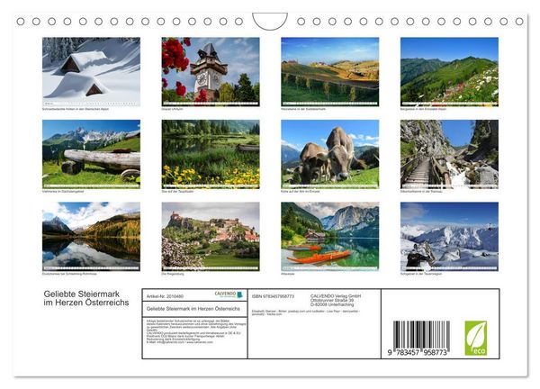 Produktbild: Geliebte Steiermark im Herzen &Ouml;sterreichs (Wandkalender 2026 DIN A4 quer), CALVENDO Monatskalender