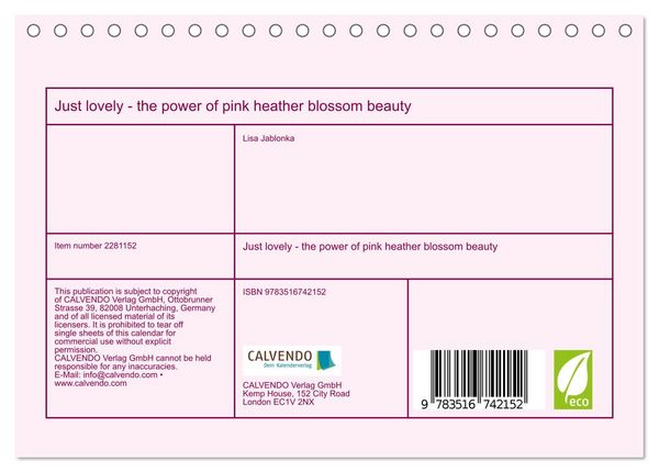 Produktbild: Just lovely - the power of pink heather blossom beauty (Desk Calendar 2026 DIN A5 landscape), CALVENDO 12 Month DeskCalendar