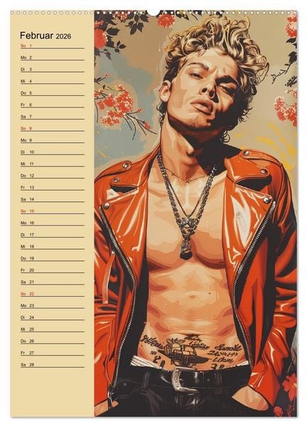 Produktbild: Verwegene Jungs. Pin-up-M&auml;nner im Stil der 50er Jahre (hochwertiger Premium Wandkalender 2026 DIN A2 hoch), Kunstdruck in Hochglanz