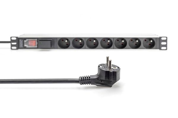 Produktbild: Digitus DN-95407-FR 19 Zoll Netzwerkschrank-Steckdosenleiste 1 HE Geeignet f&uuml;r Schranktiefe: ab 300 mm Aluminium, Aluminium (eloxiert), Schwarz,