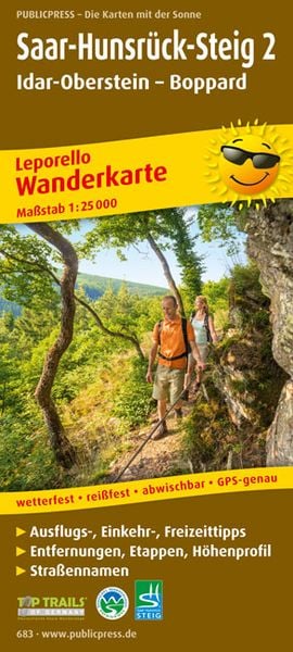Saar-Hunsrück-Steig 2. Idar-Oberstein - Boppard Wanderkarte 1 : 25 000, Sonstige von , KOMPASS freytag und berndt, 978-3-89920-683-8