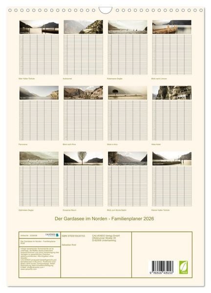Produktbild: Der Gardasee im Norden - Familienplaner 2026 (Wandkalender 2026 DIN A3 hoch), CALVENDO Monatskalender
