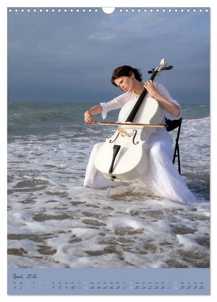 Produktbild: Wei&szlig;es Cello auf Reisen (Wandkalender 2026 DIN A3 hoch), CALVENDO Monatskalender