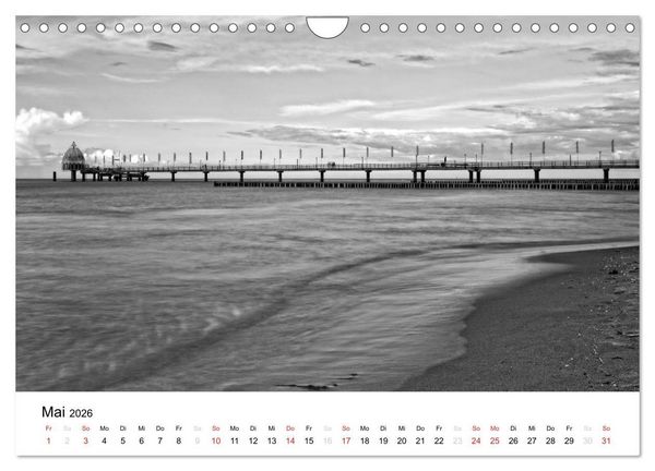Produktbild: Ostseebad Zingst - Impressionen in Schwarz-Wei&szlig; (Wandkalender 2026 DIN A4 quer), CALVENDO Monatskalender