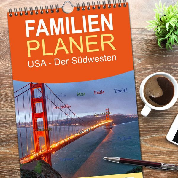 Produktbild: Familienplaner 2026 - USA - Der S&uuml;dwesten mit 5 Spalten (Wandkalender, 21 x 45 cm) CALVENDO