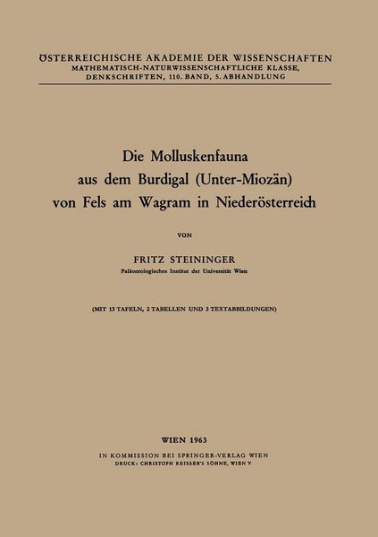 Produktbild: Die Molluskenfauna aus dem Burdigal (Unter-Mioz&auml;n) von Fels am Wagram in Nieder&ouml;sterreich