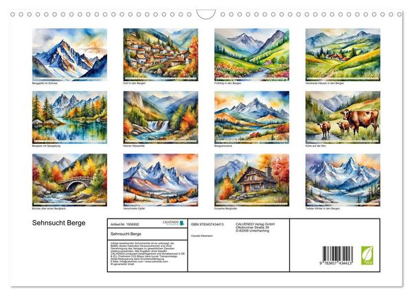 Produktbild: Sehnsucht Berge (Wandkalender 2026 DIN A3 quer), CALVENDO Monatskalender