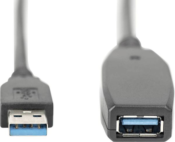 Produktbild: Digitus USB-Kabel USB 3.2 Gen1 USB-A Stecker, USB-A Buchse 10.00 m Schwarz Geschirmt, doppelt geschirmt DA-73105