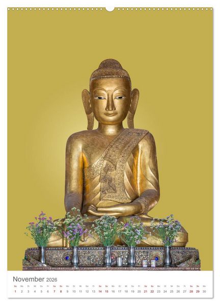 Produktbild: Buddha tr&auml;gt Gold (hochwertiger Premium Wandkalender 2026 DIN A2 hoch), Kunstdruck in Hochglanz