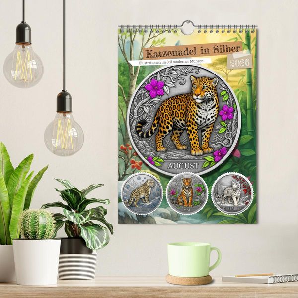 Produktbild: Katzenadel in Silber (Wandkalender 2026 DIN A4 hoch), CALVENDO Monatskalender