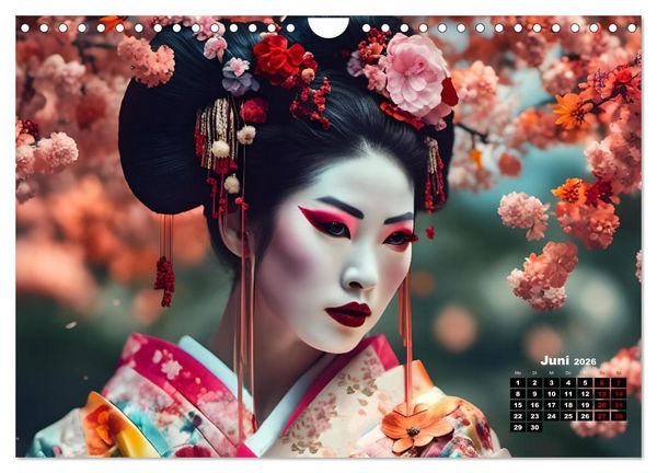 Produktbild: Geishas Portraits von japanischen Gastgeberinnen inspiriert (Wandkalender 2026 DIN A4 quer), CALVENDO Monatskalender