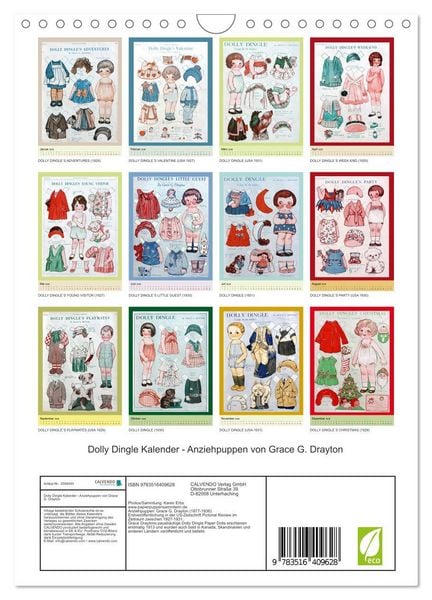 Produktbild: Dolly Dingle Kalender - Anziehpuppen von Grace G. Drayton (Wandkalender 2026 DIN A4 hoch), CALVENDO Monatskalender