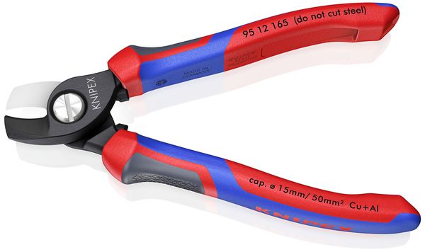 Produktbild: Knipex 95 12 165 Kabelschere Geeignet f&uuml;r (Abisoliertechnik) Alu- und Kupferkabel, ein- und mehrdr&auml;htig 15 mm 50 mm&sup2; 0