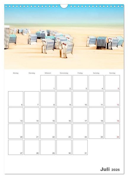 Produktbild: Strandbilder - K&uuml;nstlerische Impressionen von der Nordsee (Wandkalender 2026 DIN A3 hoch), CALVENDO Monatskalender