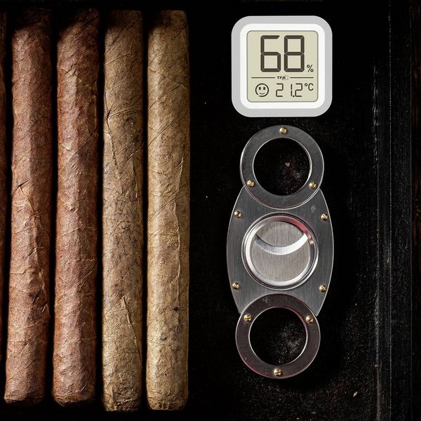Produktbild: TFA Dostmann Humidore Thermo-/Hygrometer Silber 30.5056.54