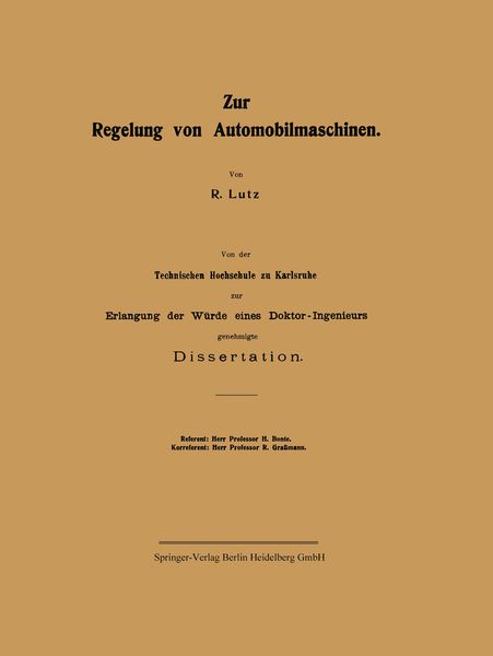 Produktbild: Zur Regelung von Automobilmaschinen