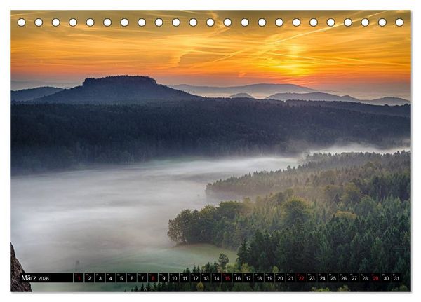 Produktbild: Nebelwelten S&auml;chsische Schweiz (Tischkalender 2026 DIN A5 quer), CALVENDO Monatskalender