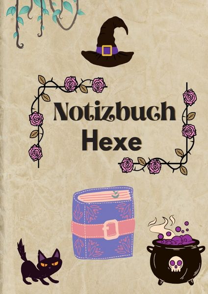Produktbild: Notizbuch Hexe | A 4 | Liniert | Auf jeder Seite ein anderes Design