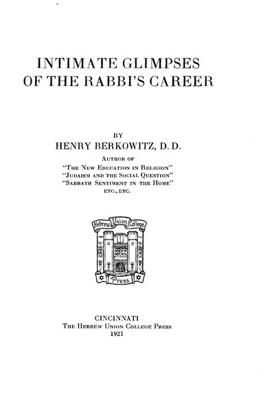 Produktbild: Intimate Glimpses of the Rabbi's Career