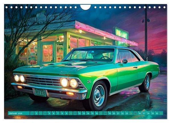 Produktbild: Amerikas rollende Legenden &ndash; Retro-Design trifft Nostalgie (Wandkalender 2026 DIN A4 quer), CALVENDO Monatskalender