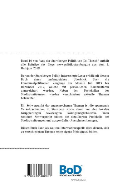 Produktbild: Aus der Starnberger Politik von Dr. Thosch