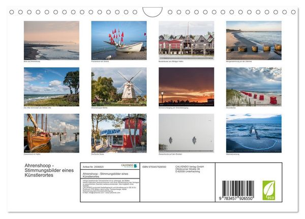 Produktbild: Ahrenshoop - Stimmungsbilder eines K&uuml;nstlerortes (Wandkalender 2026 DIN A4 quer), CALVENDO Monatskalender