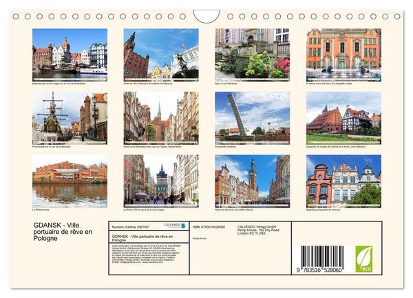 Produktbild: GDANSK - Ville portuaire de r&ecirc;ve en Pologne (Calendrier mural 2026 DIN A4 vertical), CALVENDO calendrier mensuel