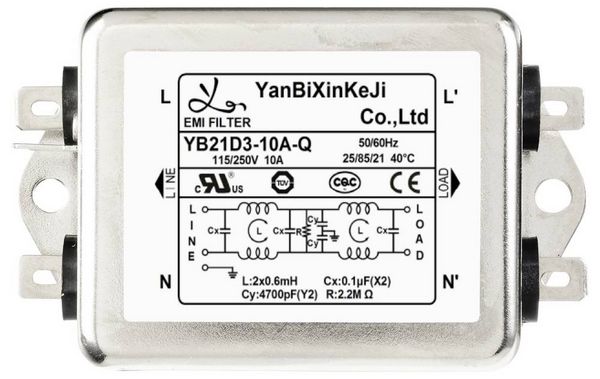 Produktbild: TRU COMPONENTS TC-10471948 Entst&ouml;rfilter 250 V/AC 10 A 0.6 mH (L x B x H) 75 x 51 x 37 mm 1 St.