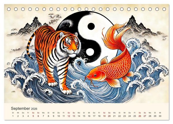 Produktbild: Yin und Yang der Wesen - Asiatische Mythen im Gleichgewicht (Tischkalender 2026 DIN A5 quer), CALVENDO Monatskalender