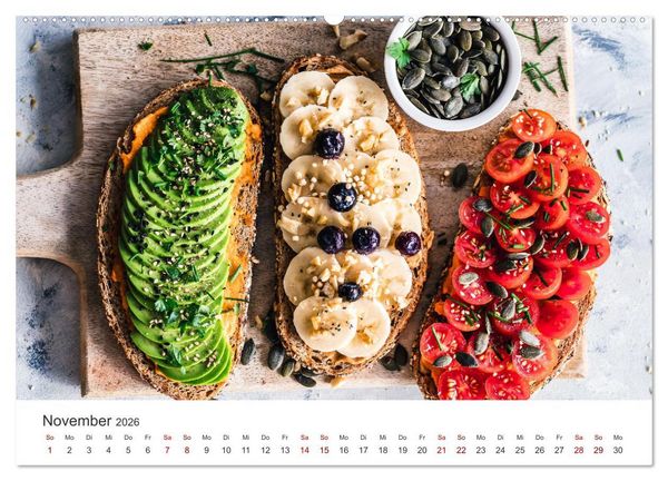 Produktbild: Veganer Essen - Pflanzenbasierte K&ouml;stlichkeiten (Wandkalender 2026 DIN A2 quer), CALVENDO Monatskalender